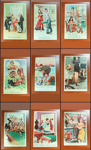 Breve Colección Con 10 Postales Cromocart Serie Humor 0