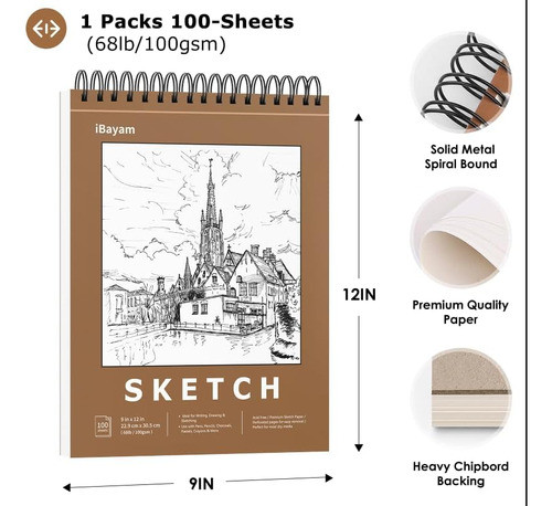 Cuaderno De Dibujo Premium 23cm X 30cm, 100 Hojas, 100gsm 1