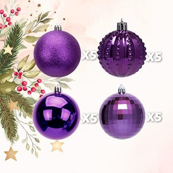 Bolas Para Arbol De Navidad  8cm  X 20u Purpura 1 Bolas Para Arbol De Navidad  8cm  X 20u Purpura 1