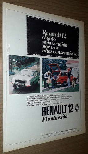 P681 Clipping Publicidad Automovil Renault 12 Año 1978 0
