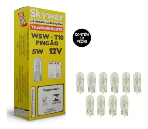 Lâmpada Automotiva W5w T10 5w 24v Esmagada Pingão Skyway 1