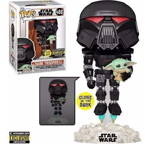 Funko Pop! Dark Trooper Con Grogu # 488 Star Wars Original 1