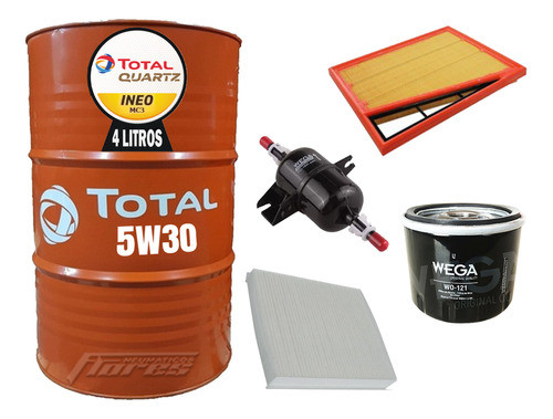 Cambio De Aceite Total 5w30 4l + Kit Filtros Fiat Argo 1.3 0