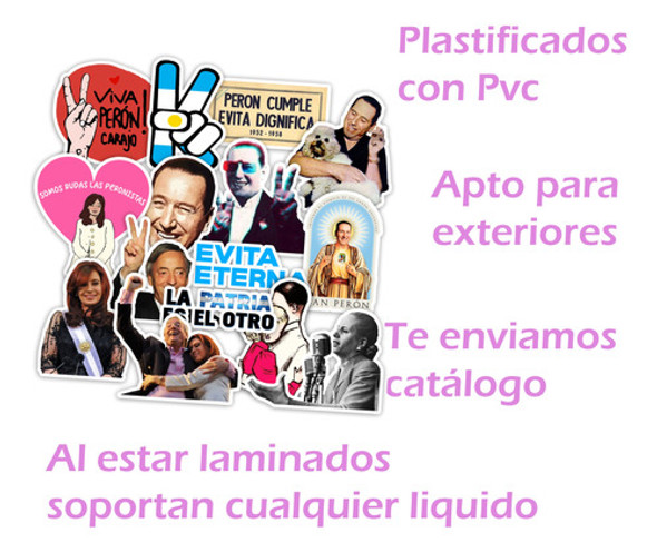 Stickers Peronismo Cfk Evita Nestor 30 Unidades 4x4 Cm Pvc 1