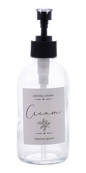 Porta Creme De Vidro Com Pump Transparente 250ml 2682 Lyor 1