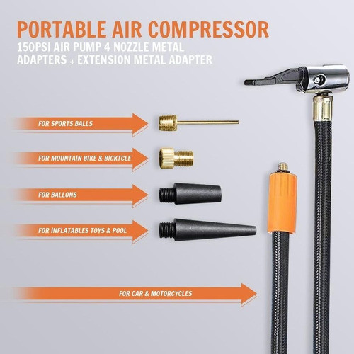 Inflador Electrico Se Carga Usb-c 150 Psi Inalambrico Luz 1