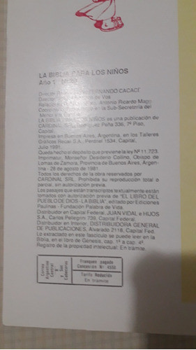 La Biblia Para Los Niños Nro 20 Año 1991 1