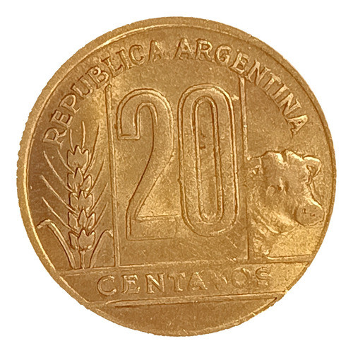 Argentina 20 Centavos 1949 Exc Cj 203 Doble Golpe Reverso 1