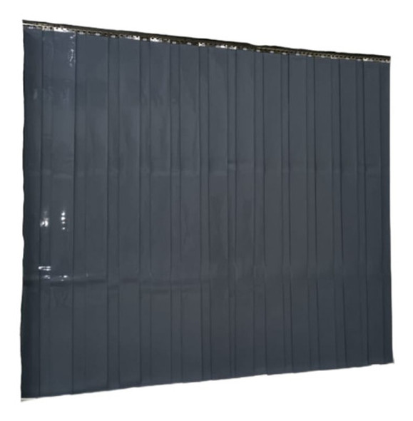 Cortina Pvc Cinza Opaco 1,10 X 2,60 Trilho Inox Cristal Flex 0