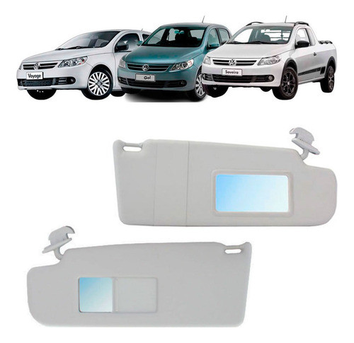 Par Quebra Sol Cinza Com Espelho+bolsa Vw Gol G6 2012 2013 0