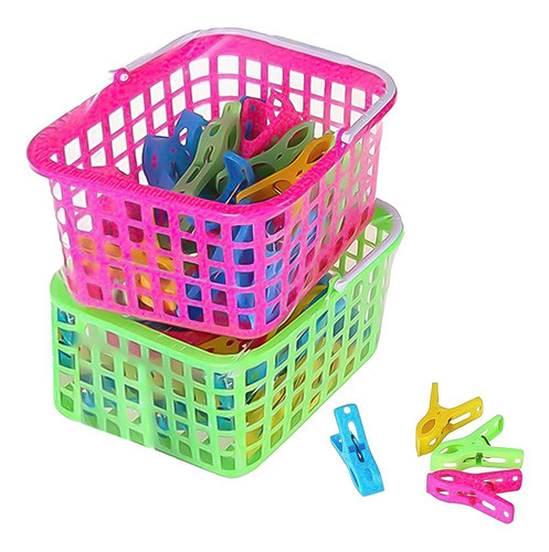 Kit Cesto C/prendedores Pregadores De Roupa Lavanderia Varal 1