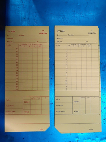 Tarjetas Para Reloj De Control De Personal Needtek Ut 2000 0