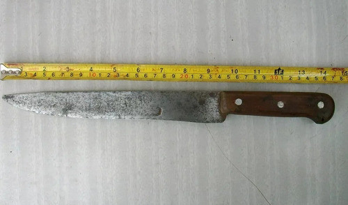 Antiguo Cuchillo Mango De Madera Hoja Fina De 24 Cm 1