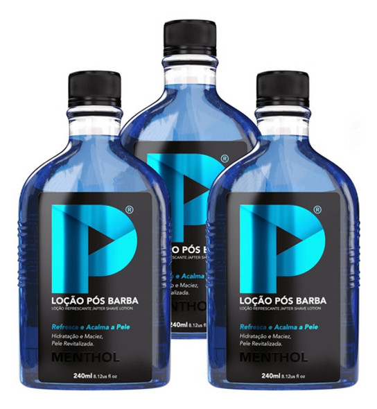 Loção Pós Barba Play Barber 240ml Menthol Azul Caixa 3 Unida 0