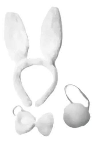 Kit Fantasia Coelhinho Orelhinha, Lacinho, Rabinho Branco 0
