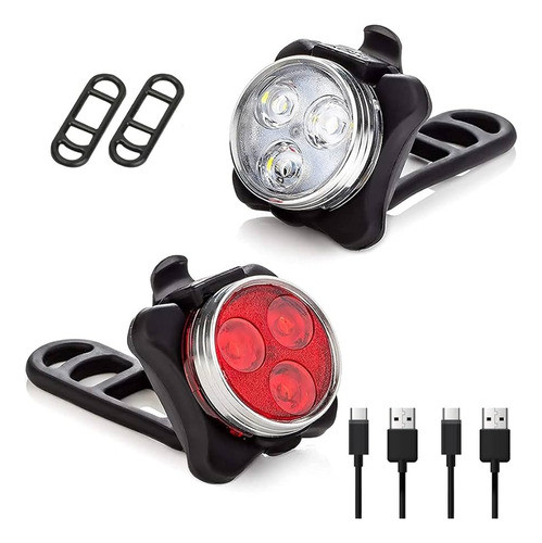 Luces De Bicicleta Set X 2 Trasera Y Delantera Usb 0