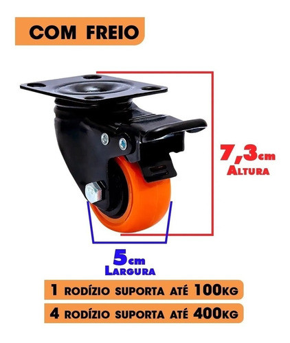 Kit 10 Rodinhas Laranjas Para Sofá Geladeira Freezer 1