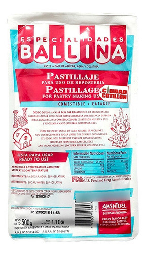 Pastillaje 500 Grs Ballina - Ciudad Cotillón 0
