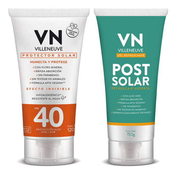 Combo Villeneuve Protector Solar Fps 40 Post Solar 0