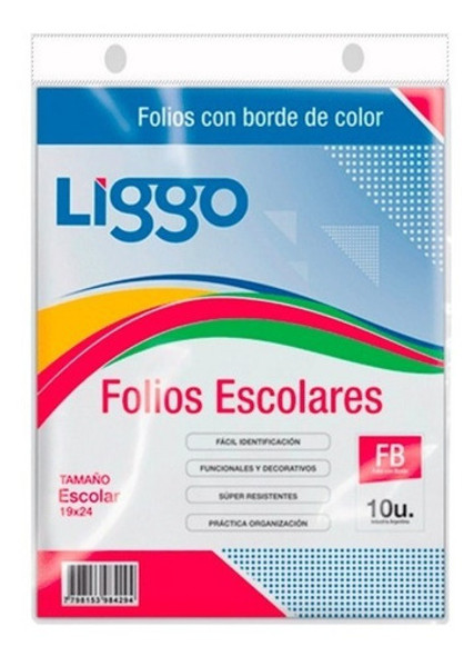 Folio Escolar Con Borde Color X 10 Uni Liggo El Mejor Precio 0