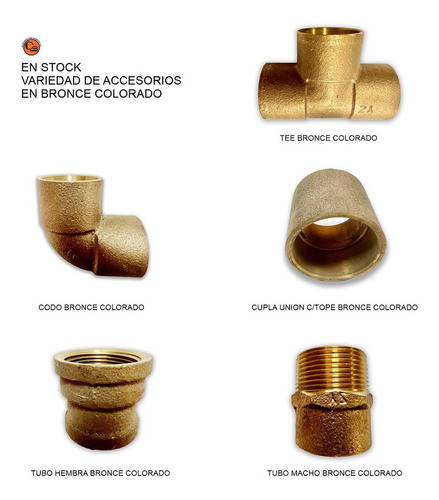 Tubo Hembra 19 Mm Bronce Colorado Para Soldar Con Plata 1