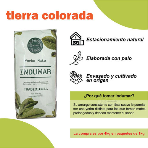 Yerba Mate Indumar 1kg Pack X4 Unidades 1