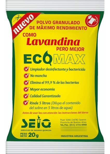 Lavandina 5 Litros Sobre Polvo Preparar Ecomax Concentrada 0