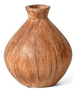 Vaso Em Poliresina Marrom Bojudo Amadeirado 10cm Mart 0