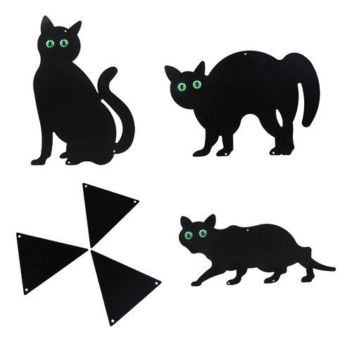 Estacas De Jardim Para Gatos Pretos De Metal Com Olhos Refle 0