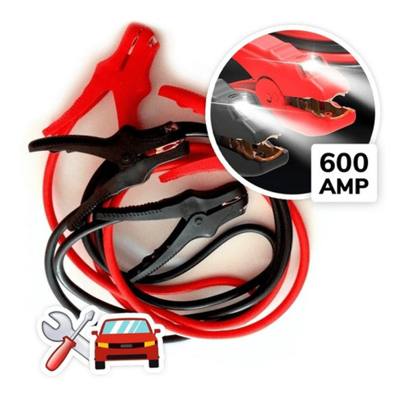 Cable Pinza Batería 600 Amperes Reforzado Con Luz /bolso 0