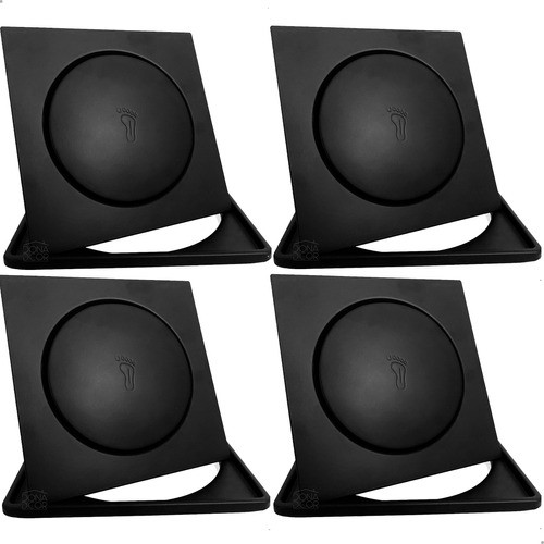 4 Kit Ralo Click E Porta Grelha Preto 15x15 Inox Caixilho 0