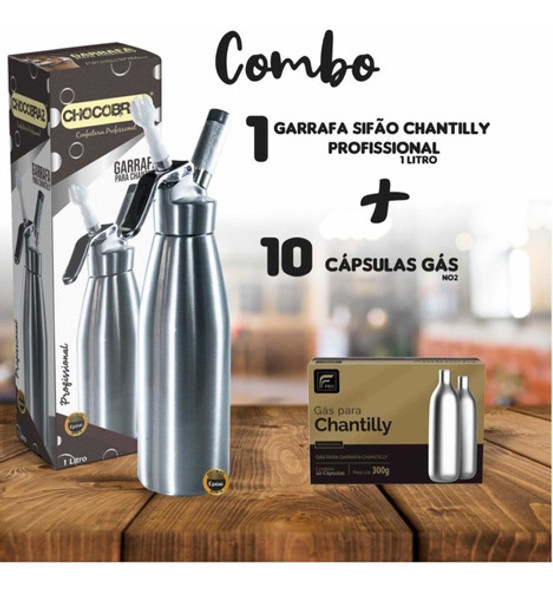 2 Sifão Garrafa Chantilly Profissional  Litro + 30 Cápsulas 1