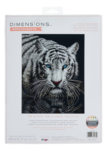 Kit De Punto De Cruz Tigre Blanco 28cm X 35cm 14 Cuentas Aid 0