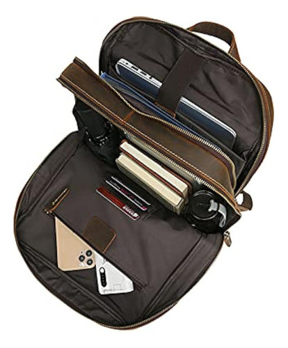 Lannsyne Vintage Genuine Leather 16  Mochila Para Portátil P 1