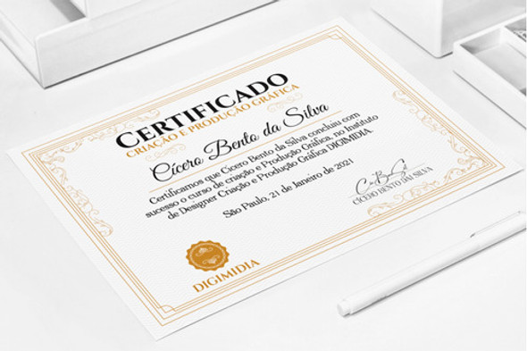 Certificado Ou Diploma A4 Papel Vergê 180g Impressão 1