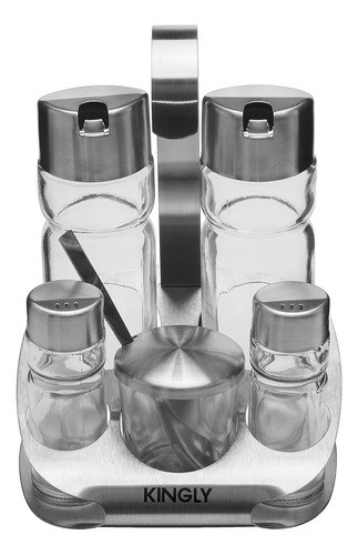 Juego De Cruet De Sal Y Pimienta De Aceite Y Vinagre (6 Piez 1
