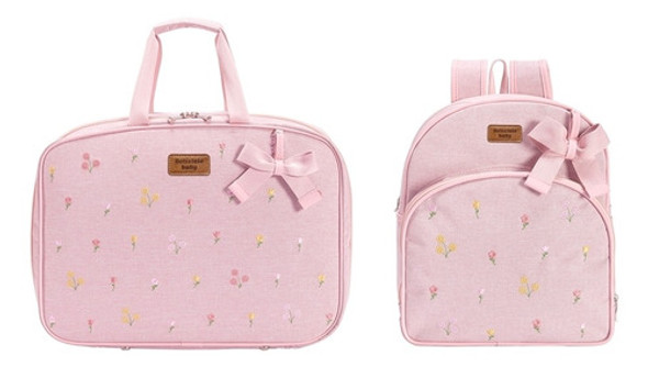 Mala E Mochila Maternidade Floral Rosa Batistela Baby 0