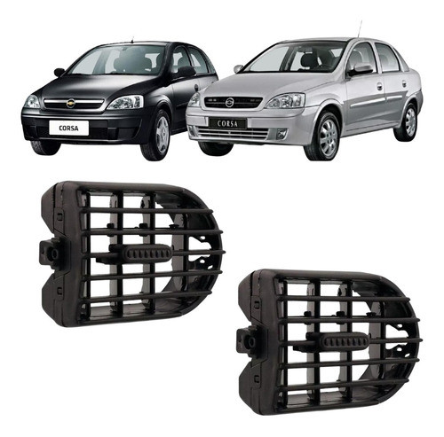 Par Difusor Saída Ar Corsa Montana 2002 Até 2012 Preto 1