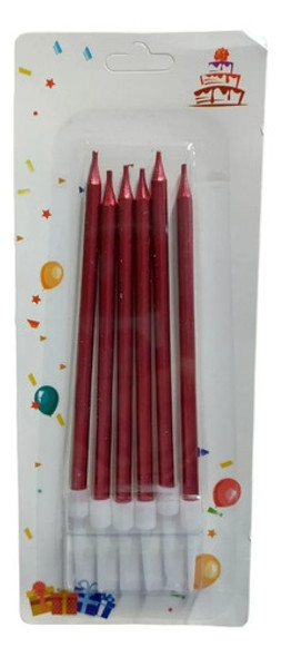 Velas Finitas Perladas Con Portavela 13 Cm X6 Colores X2 Uni 1