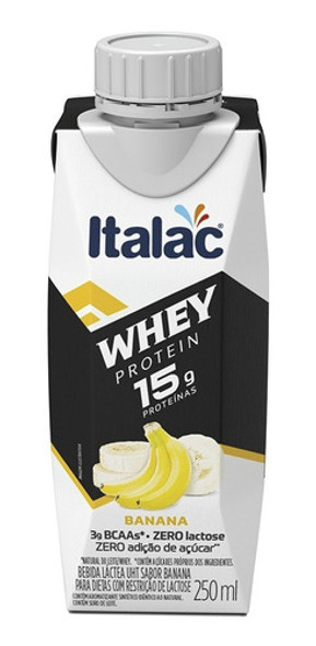 Bebida Lactea Whey Protein 15g Italac Banana 250ml 0