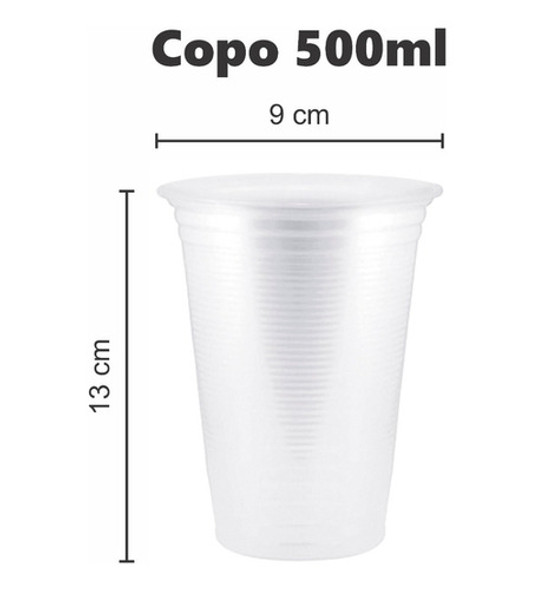 Kit 500un Copos Descartáveis Reforçado 500ml 1