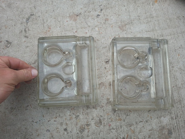 2 Tinteros Escribanías De Vidrio Prensado Antiguo 0