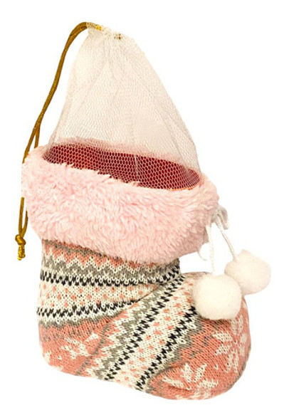 Bota Rosa Natalina Com Pom Pom 1
