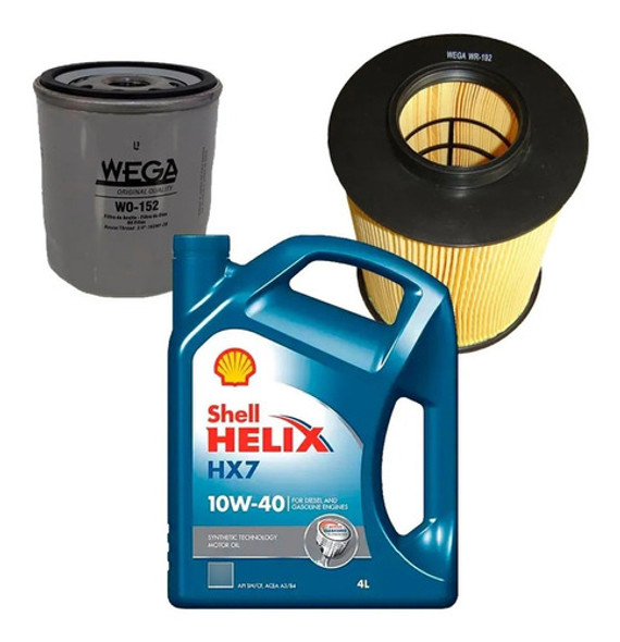 Kit Filtros Wega + 10w40 Shell Helix Hx7 Ford Focus 1.6 2010 0