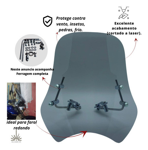 Bolha P/moto Parabrisa Fazer Farol Redondo Ate 2010 Yamaha 1
