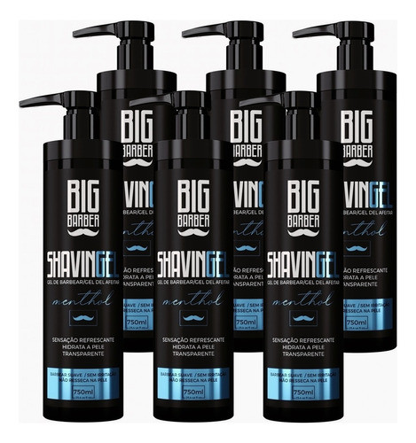 Shaving Gel De Barbear Big Barber 750ml Menthol Shaver 6 Und 0