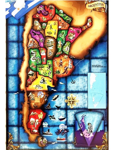 Puzzle X1000 Pzs Rompecabezas De La Republica Argentina Mapa 0