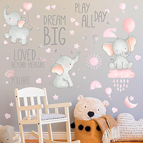 Dream Big Little One Elephant Wall Stickers Baby Room Wall D 0