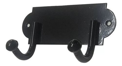 Percha Doble Gancho Horizontal Hierro Negro Con Base Moya 0