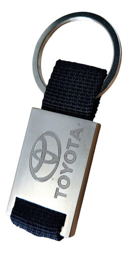 Llavero Toyota Tira Tela Negro Grabado Nombre C/caja 0